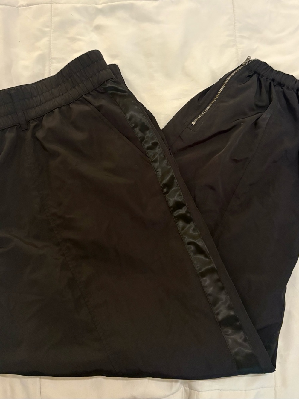 Women’s Black Track Pants with Satin Side Stripe